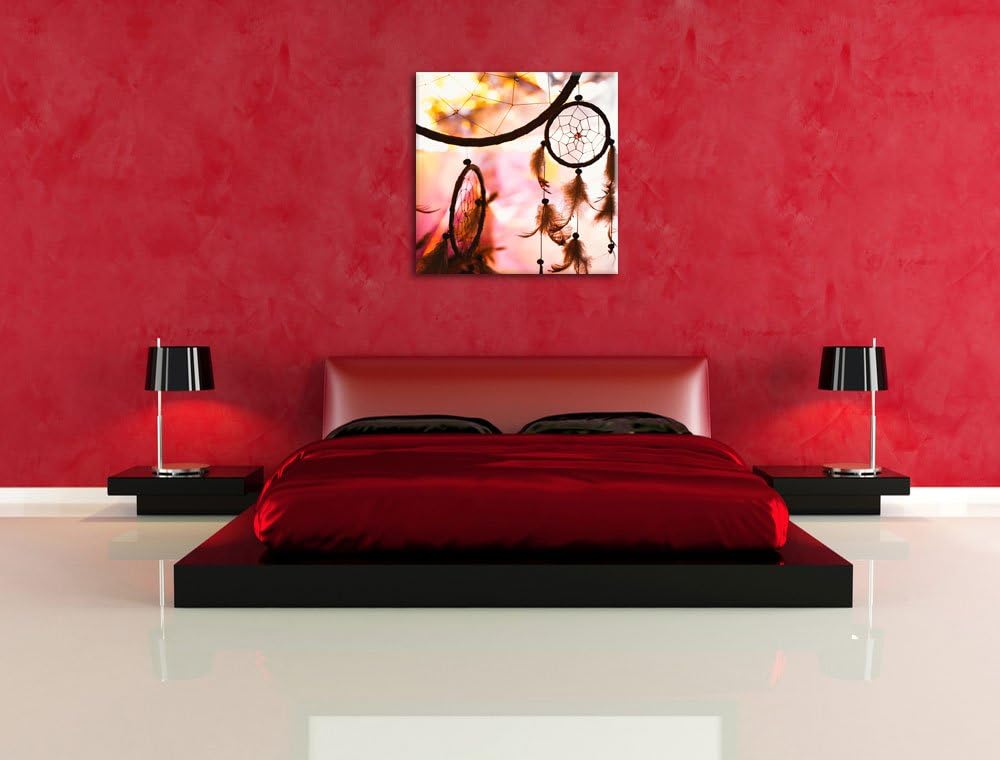 Pixxprint Traumfänger bei Sonnenuntergang als Leinwandbild/Grösse: 70x70 cm/Wandbild/Kunstdruck/fert