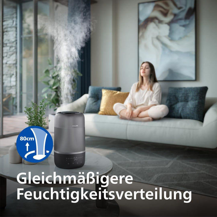 Philips Smart Humidifier - kompakt und dennoch leistungsstark mit himmelhohem Nebel, Aromatherapie,