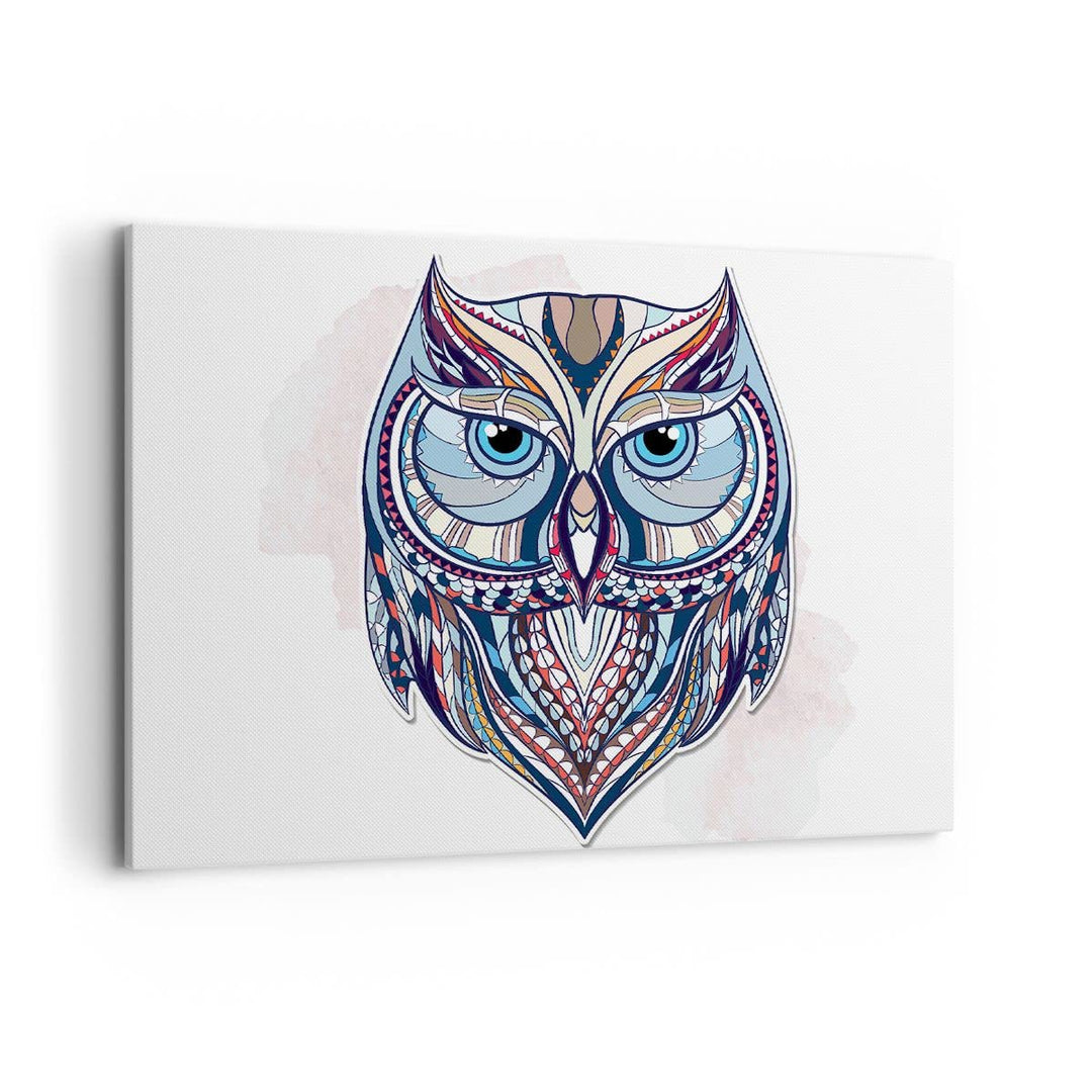 Bilder auf Leinwand 100x70cm Leinwandbild Owl aztekische Tierwelt Grafik Gross Wanddeko Bild Schlafz