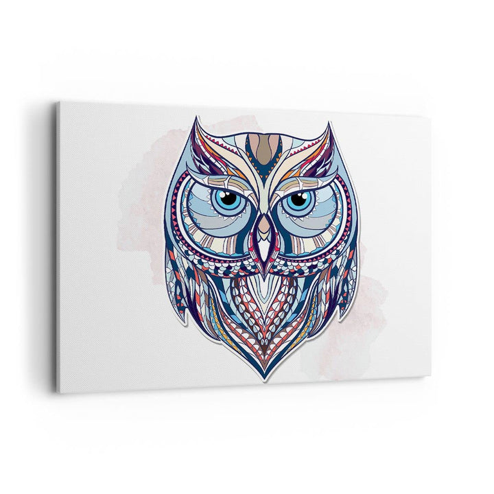 Bilder auf Leinwand 100x70cm Leinwandbild Owl aztekische Tierwelt Grafik Gross Wanddeko Bild Schlafz