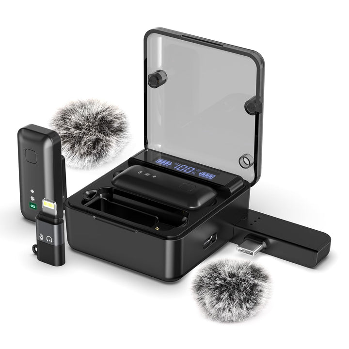 EVARY Lavalier Mikrofon Wireless für iPhone/Android, 25M Langstreckenübertragung, Plug and Play Kabe