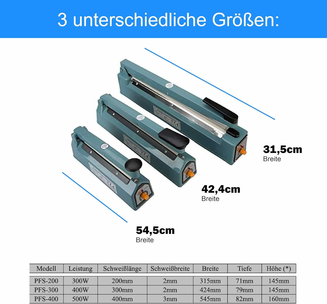 Impuls Folienschweissgerät von 2-3mm Balkenschweissgerät in 3 Grössen auswählbar (PFS-300), PFS-300