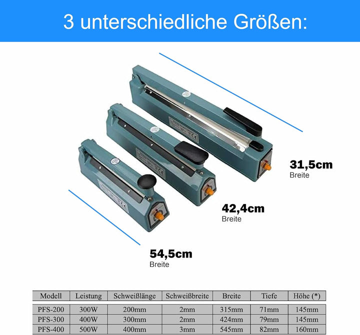 Impuls Folienschweissgerät von 2-3mm Balkenschweissgerät in 3 Grössen auswählbar (PFS-200), PFS-200
