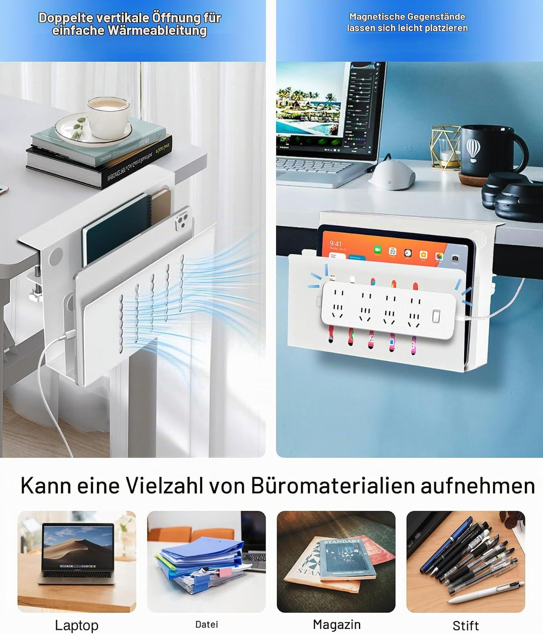 Schreibtisch Seitenaufbewahrung, Doppelschichtiger Desk Side Storage Mit Magnetischer Stifthalter Ke
