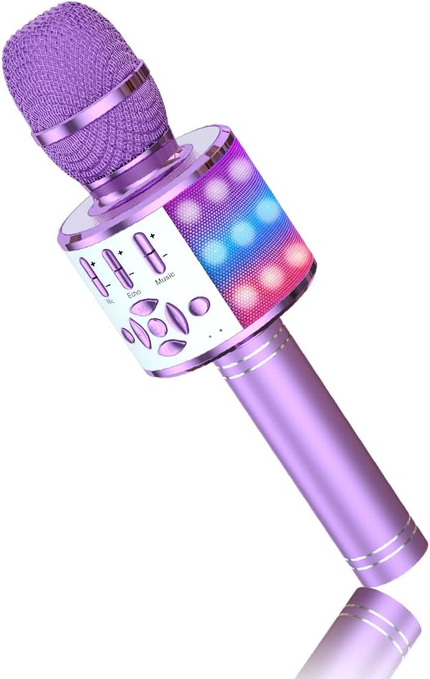 BONAOK Karaoke Kinder Mikrofon, Kinder Karaoke Bluetooth Singen Mikrofon, 4 in 1 Kabellos Effekt Mik