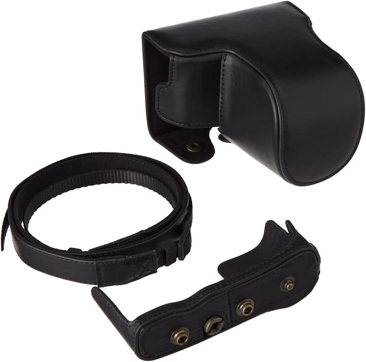 MegaGear MG1451 Olympus PEN E-PL9 (14-42mm) Ever Ready Leder Kamera-Case mit Trageriemen - Black Sch