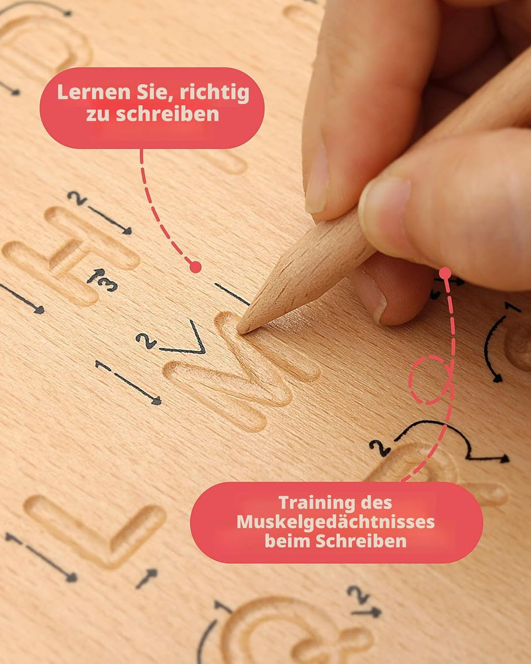Coogam Hooden Letter Tracing Board Doppelseitig, Alphabet 123 Zahlen Erkenntnis Montessori Frühes Le