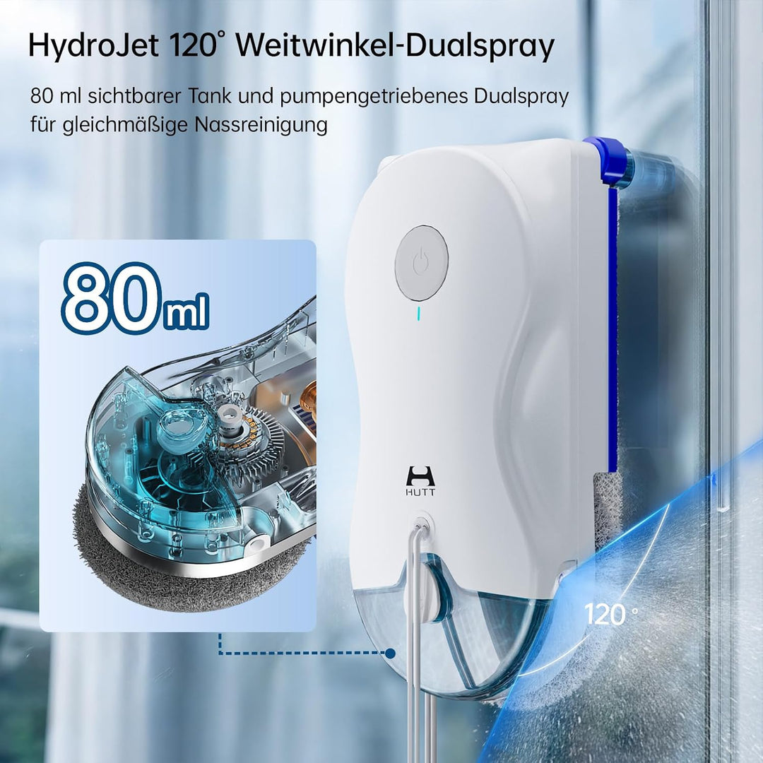 HUTT 10 Fensterputzroboter mit 6500Pa, Nass-Trocken Reinigung, Doppelspray
