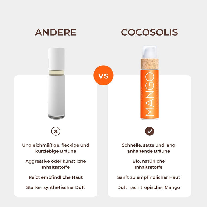 COCOSOLIS MANGO Bräunungsbeschleuniger – Bio-Bräunungsöl mit Vitamin E & Mango Duft für schnelle int