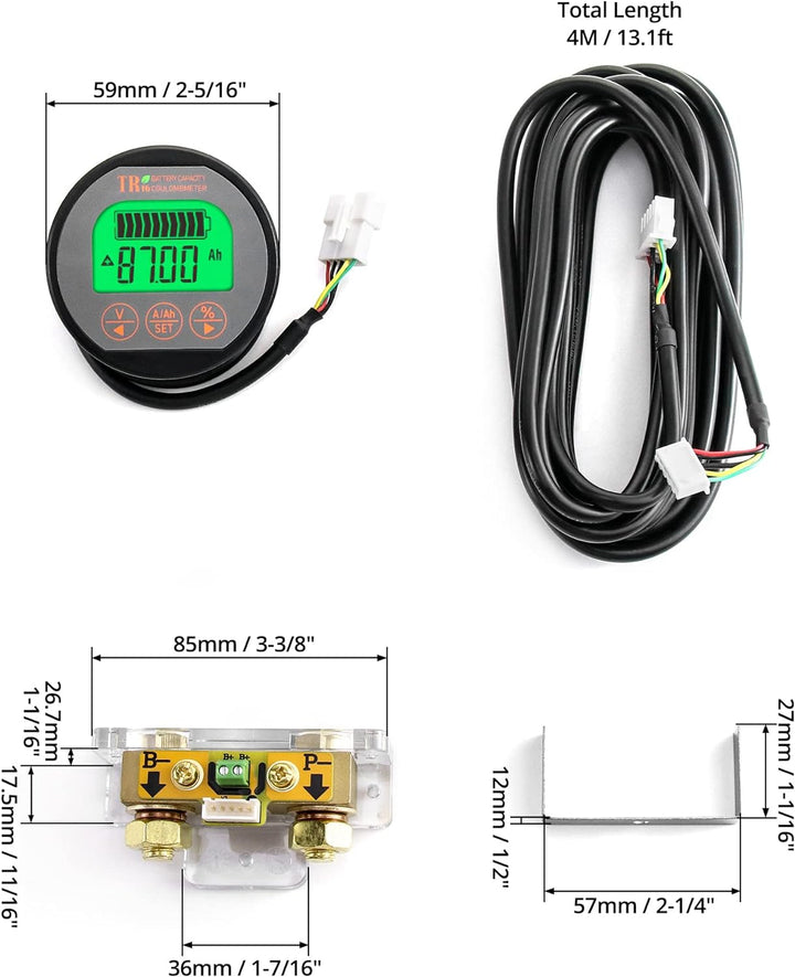 QWORK Battery Monitor Voltmeter Ammeter, Voltage Range 8V-80V and up to 500A, Voltage Current Meter