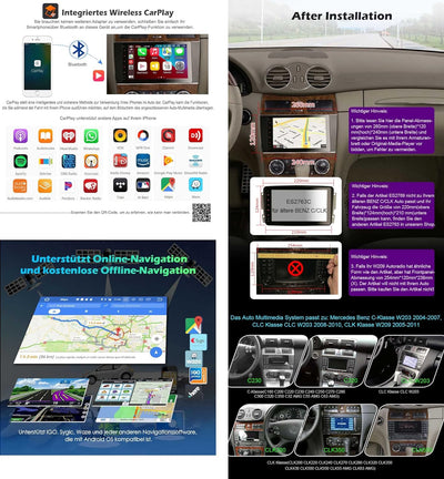 Erisin Android 11 8" Autoradio für Mercedes Benz Klasse C/CLK/CLC/ W203 CL203 S203 W209 Unterstützt