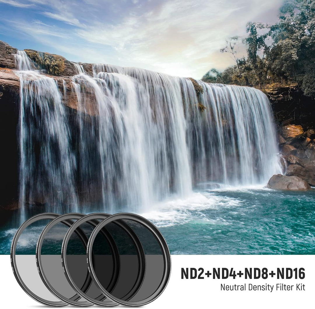 NEEWER 52mm ND Filter Set ND2 ND4 ND8 ND16, Objektivreinigungsstift, Filterbeutel, Graufilter Set, k
