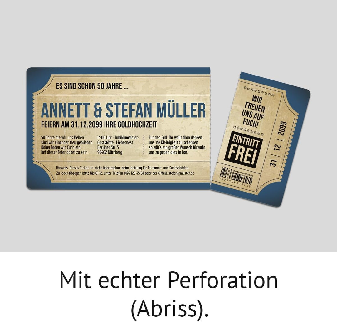 Kartenmachen.de Individuelle Foto Goldhochzeit Hochzeitseinladungen ab 10 bis 100 Stück selbst gesta