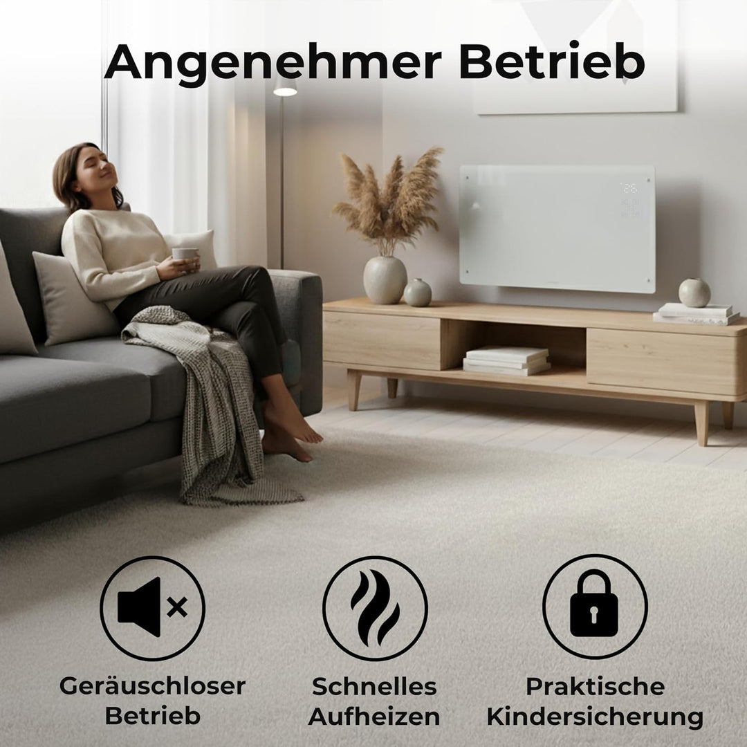 KLAMER Konvektor Pro 2500 W WLAN Heizgerät – Smart Konvektor mit App- & Timersteuerung, ECO- & Frost