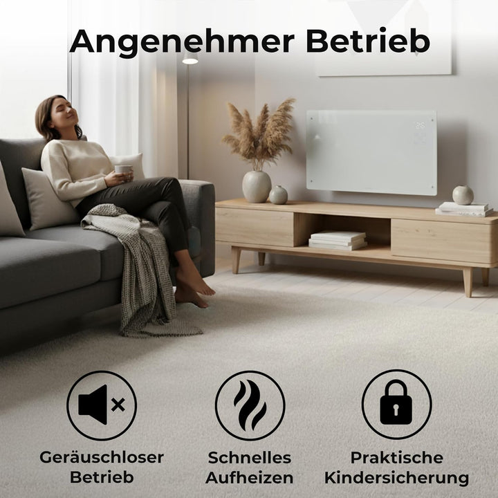 KLAMER Konvektor Pro 2500 W WLAN Heizgerät – Smart Konvektor mit App- & Timersteuerung, ECO- & Frost