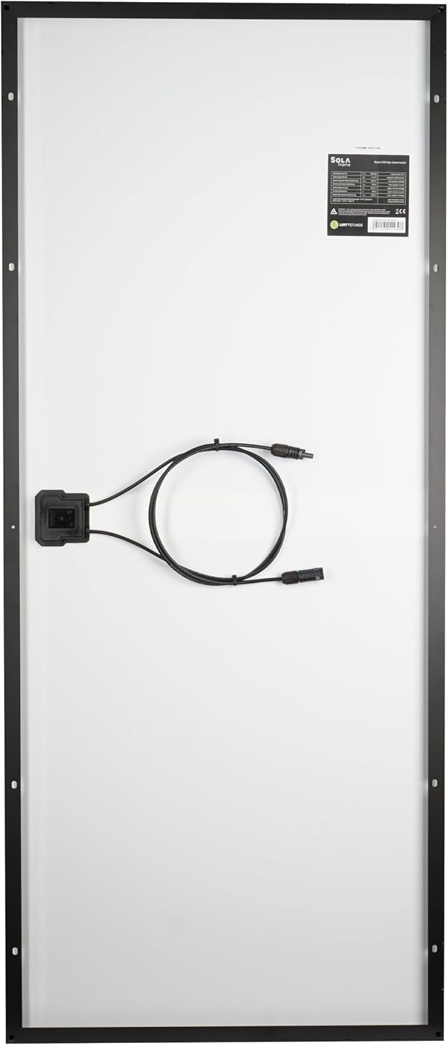 SOLA Frame Black Wohnmobil Komplettset mit Haltespoiler und Laderegler 205 W weiss Weiss 205 W, Weis