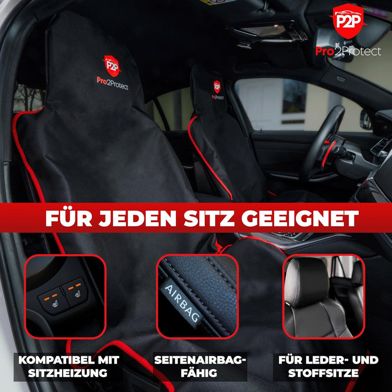 Pro2Protect [Test SEHR GUT Auto Sitzbezüge | 2er Set | Autositzschoner, Sitzauflage, Sitzbezug für V