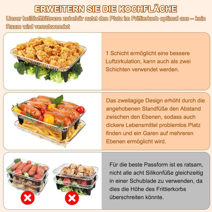 YQL Airfryer Zubehör Grosse Grillrost für COSORI Heissluftfritteuse 2 Kammern Airfryer 8,5L/Ninja Fo