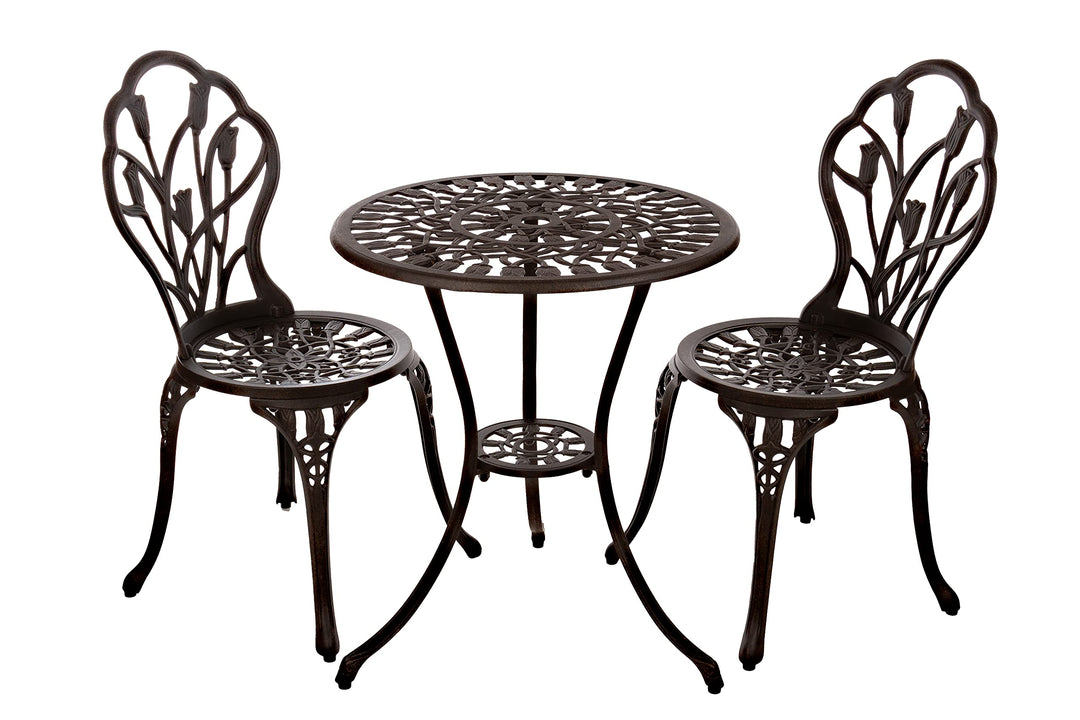 Tisch Set 152405C1551 stabiles Gartenmöbel Set Balkonset Bistroset Aluminium Guss (Antik Bronze), An