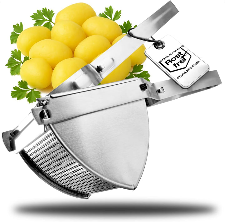 com-four® Kartoffelpresse aus rostfreiem Edelstahl, spülmaschinengeeignet - Spätzlepresse - Spaghett