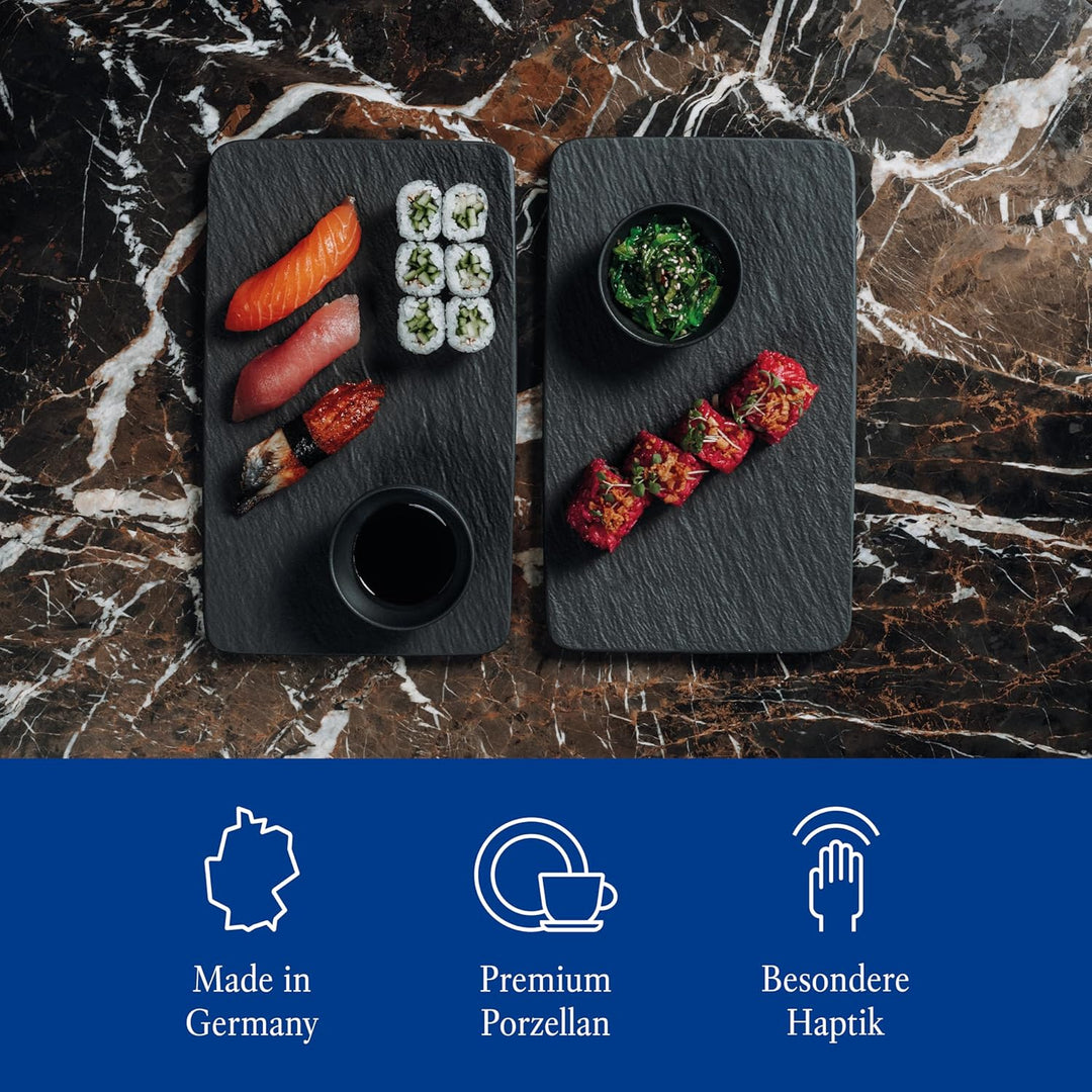 Villeroy & Boch – Manufacture Rock Dipschälchen Set 4 Teilig Schwarz Matt, Spülmaschinenfest, Mikrow