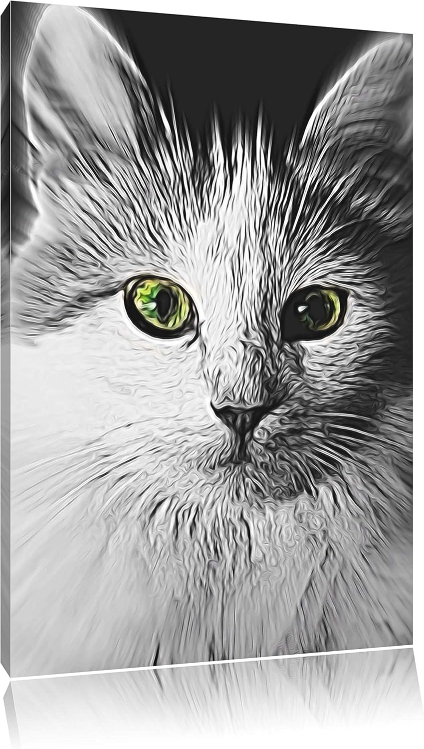 anmutige Katze schwarz/weiss Deluxe Format: 100x70 cm auf Leinwand, XXL riesige Bilder fertig gerahm