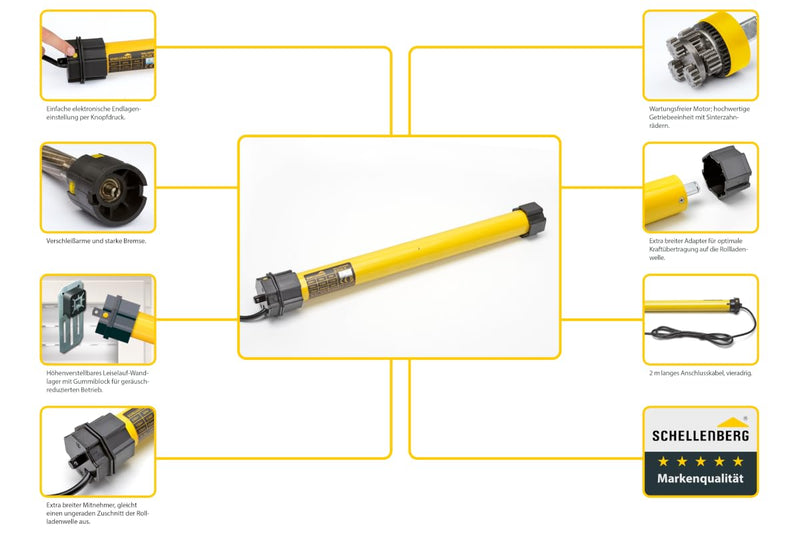 Schellenberg 20720 Rolladenmotor Maxi Plus 20 Nm, elektronische Endlageneinstellung, bis 8,5 m² Fläc