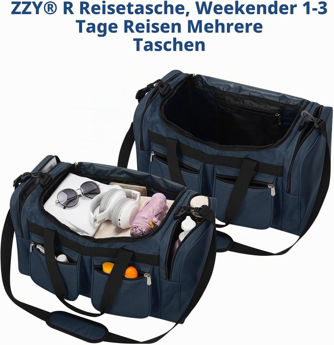 ZZY Sporttasche 40L für Herren mit 2 Seitentaschen &amp; Wasserabweisend - Leichte Reisetasche für Sport