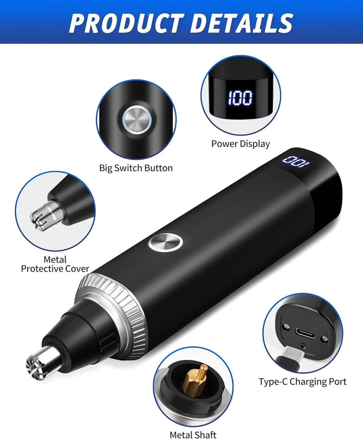 Nasenhaartrimmer USB Wiederaufladbar Nasenhaarschneider 3 in 1 Set Ohrhaartrimmer Nasenhaarentferner
