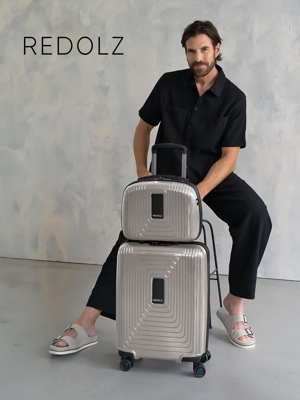 REDOLZ Hartschalen Handgepäck Kosmetik-Koffer | Stabiles Beauty-Case mit Aufsteckfunktion |34 x 17 x