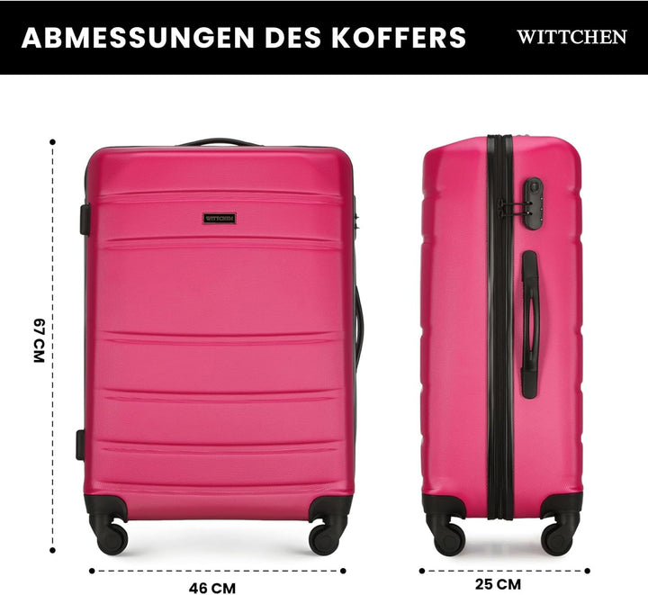 WITTCHEN Mittlerer Koffer Trolley Koffer Reisekoffer aus ABS Hartschalen Trolley 4 Rollen Kombinatio