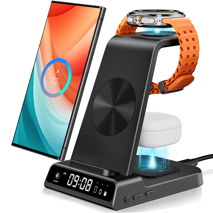 leQuiven Induktive Ladestation für Samsung, 3 in 1 Kabelloses Ladestation für Galaxy S24 Ultra/Z Fol