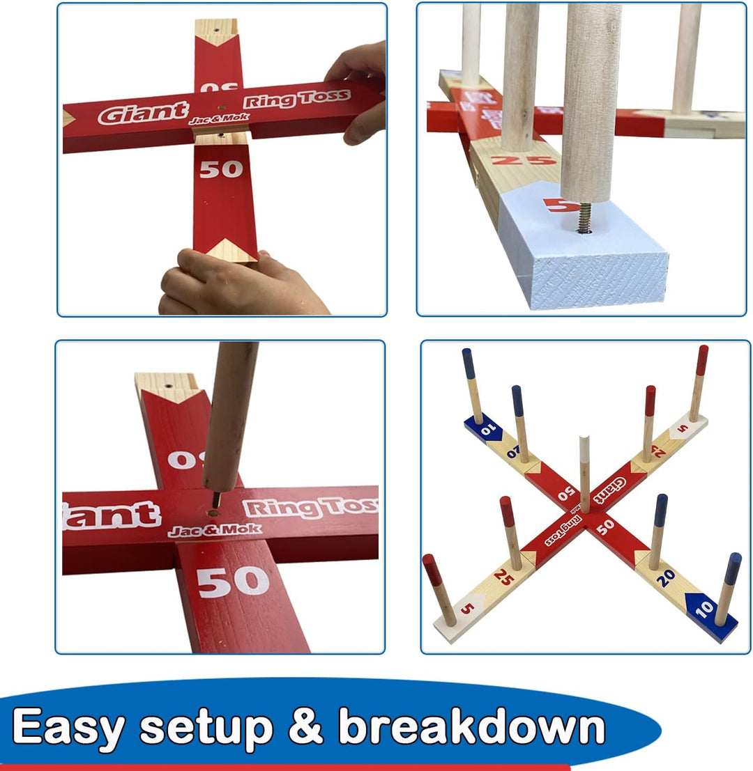 Ringwurfspiel Wurfspiele Ring Toss Game Holz Ringe Werfen Spiel mit Tragetasche L 10 pcs Rope Rings