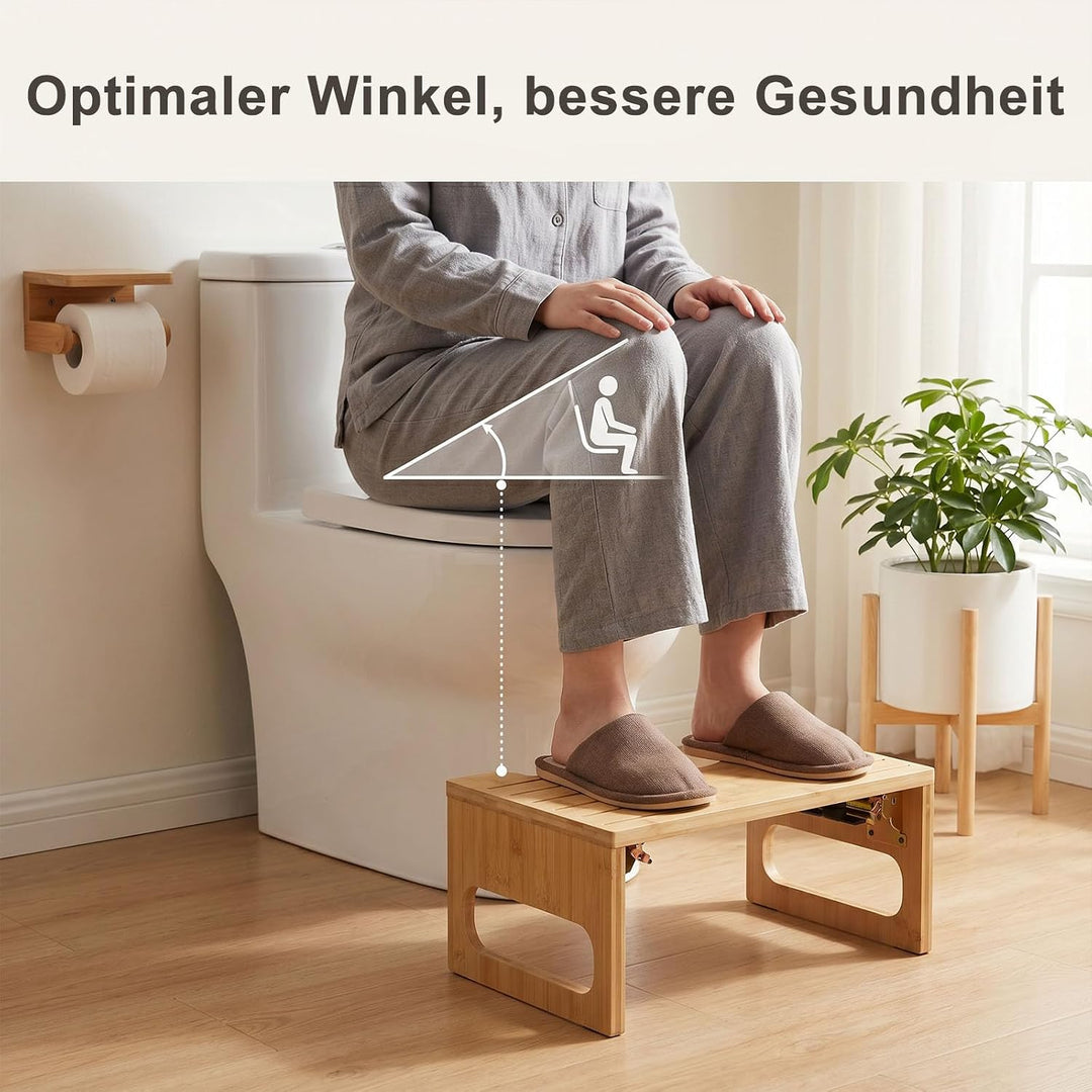 Natur-Bambus Toilettenhocker für Erwachsene – Klappbarer Kackhocker mit Rutschfester Oberfläche, erg
