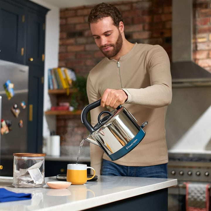 Russell Hobbs Wasserkocher [1,5l] Distinctions Edelstahl Ocean Blue (Schnellkochfunktion, herausnehm