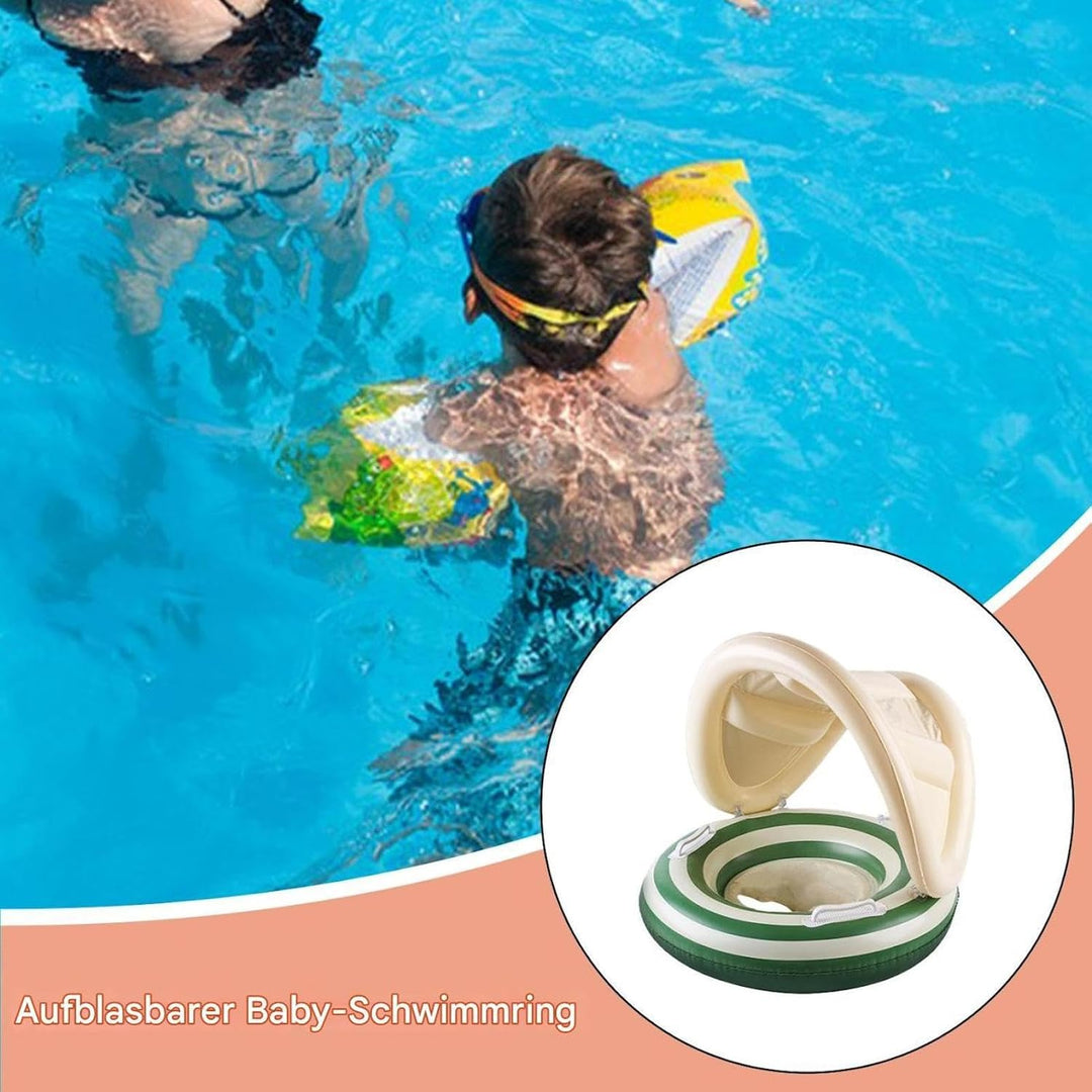 Pool-Schwimmhilfen für Kids, Schwimmring Mit Abnehmbarem Sonnendach Grün, Grün