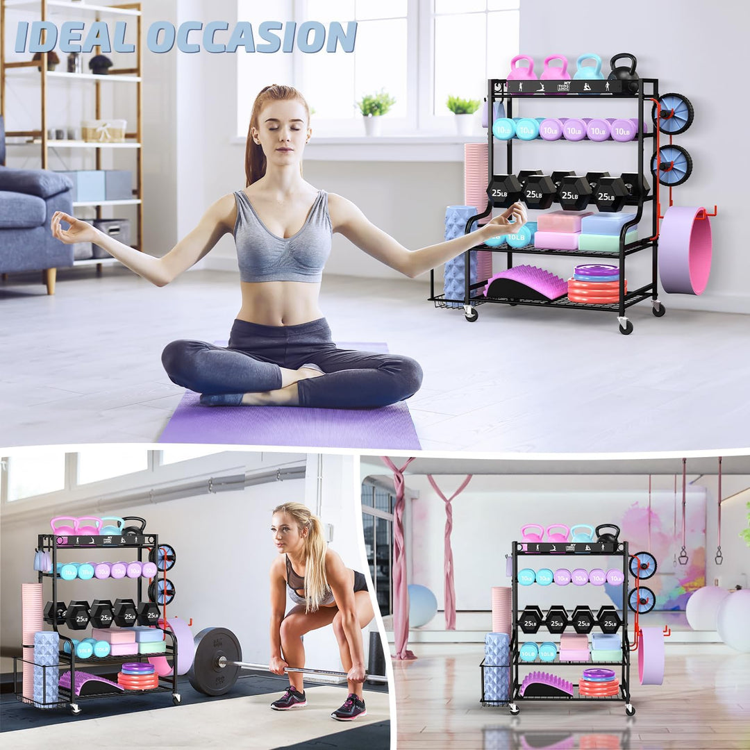 Mythinglogic Yoga Matte Regal, Yogamatte Organizer für Hanteln, Faszienrolle, Kettlebell und Yoga Bl