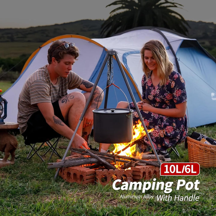 Naturehike Camping Suppentopf Kochgeschirr mit Deckel Gross Outdoor Tragbares Hängetopf Kochset für