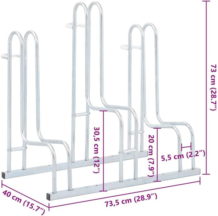 vidaXL Fahrradständer, Aufstellständer für 3 Fahrräder, Radständer Freistehend, Mehrfachständer Bode