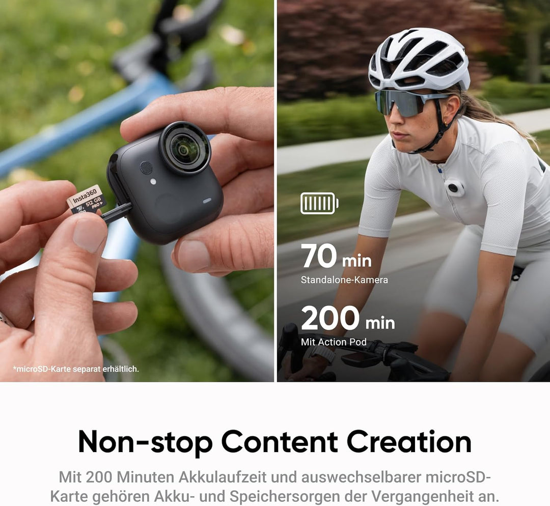 Insta360 GO Ultra Lauf-Bundle Polarweiss - freihändige 4K Mini-Cam, leicht & mobil, top bei wenig Li