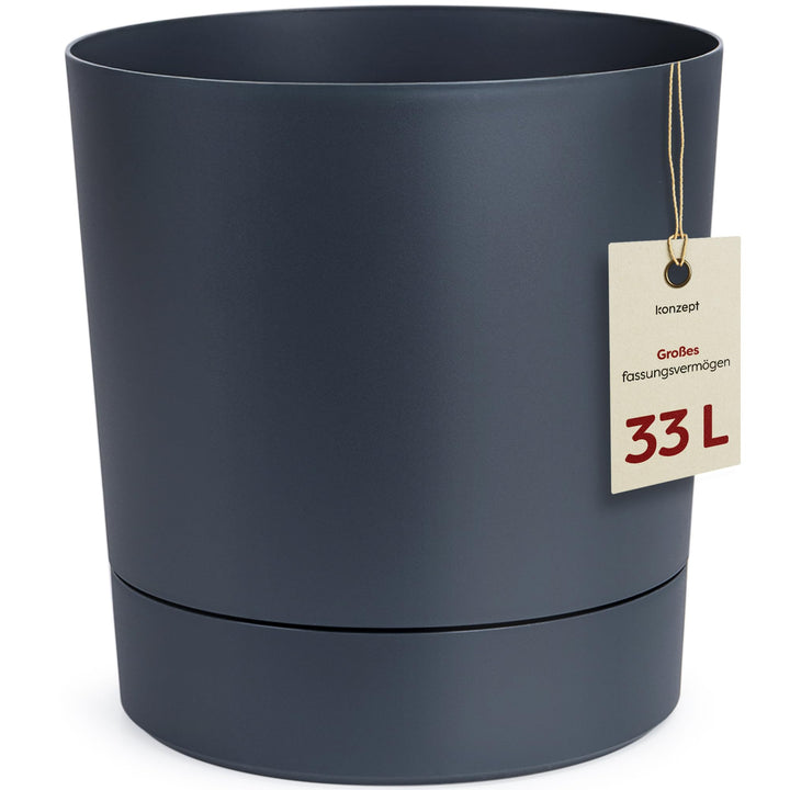 KONZEPT Blumentopf mit Untersetzer 38 cm - grosser Übertopf aus Kunststoff für Zimmerpflanzen, moder