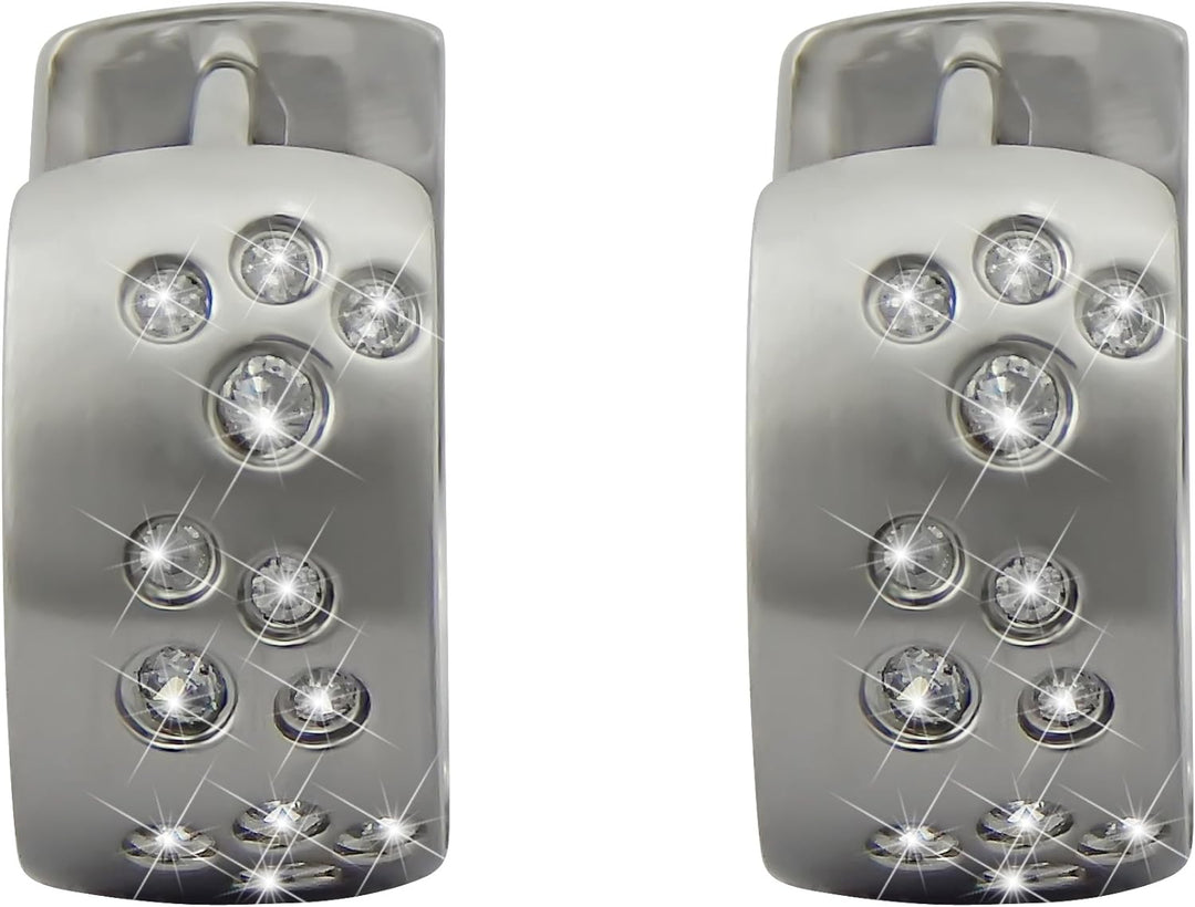 Hanessa Ohr-Ringe aus Edelstahl Damen-Schmuck aus hochwertigem 316L Stahl " In Silber rund mit Zirko