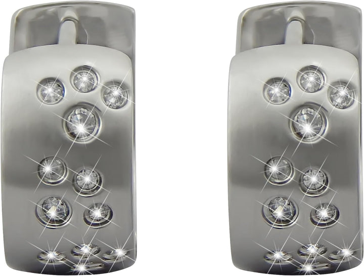 Hanessa Ohr-Ringe aus Edelstahl Damen-Schmuck aus hochwertigem 316L Stahl " In Silber rund mit Zirko