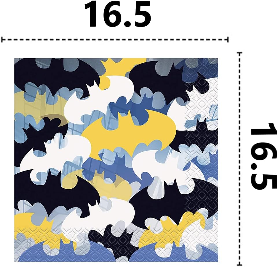 Isola Party Umweltfreundliches Batman-Geburtstagsparty-Set (16 Teller, 16 Tassen, 16 Servietten) Bat