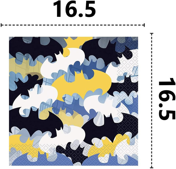 Isola Party Umweltfreundliches Batman-Geburtstagsparty-Set (16 Teller, 16 Tassen, 16 Servietten) Bat