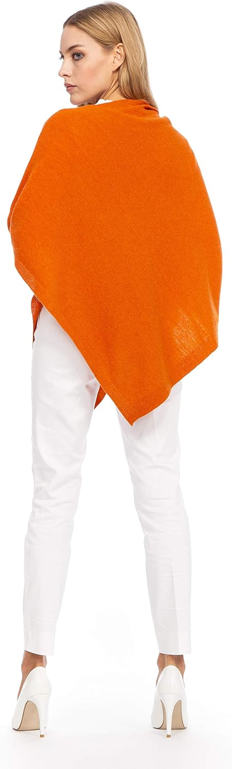 Marine Cashmere - Poncho aus Kaschmir-Mischgewebe für Damen, zart und weich, aus Kaschmir Orange, Or