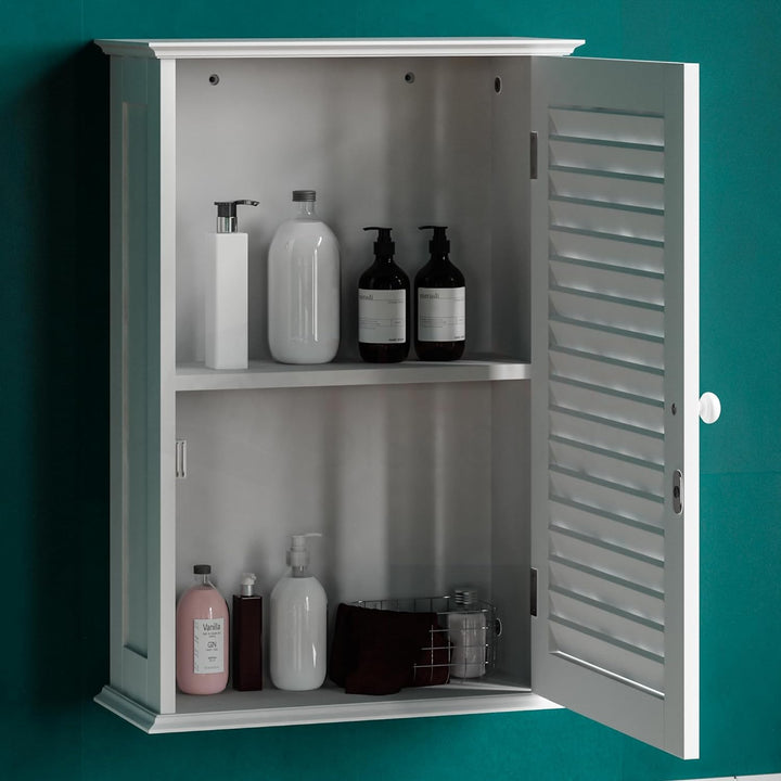 Bath Vida Badezimmerschrank, Einzeltür, Wandmontage, Weiss, Holz Einzeltür, Rollladen, Einzeltür, Ro