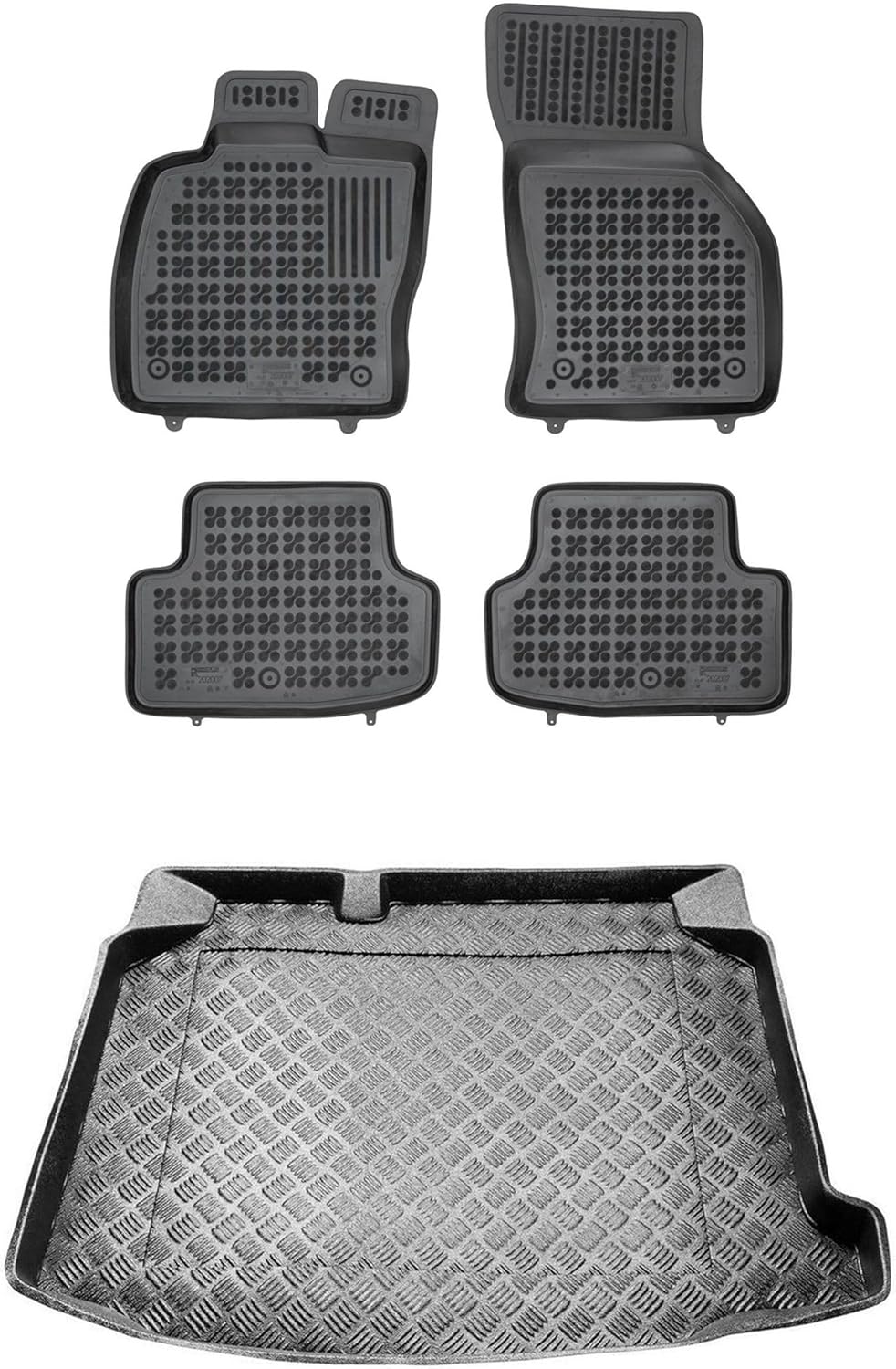 M MOTOS Satz Gummifussmatten und PE Kofferraumwanne für SEAT Leon III MK3 2013-2020 - Verbessern Sie