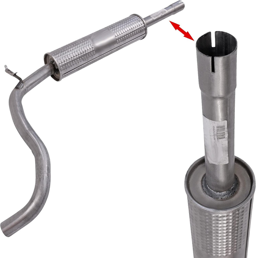 ATEC Germany Auspuff Schalldämpfer Set 1x Endschalldämpfer, 1x Mittelschalldämpfer, mit Montagemater