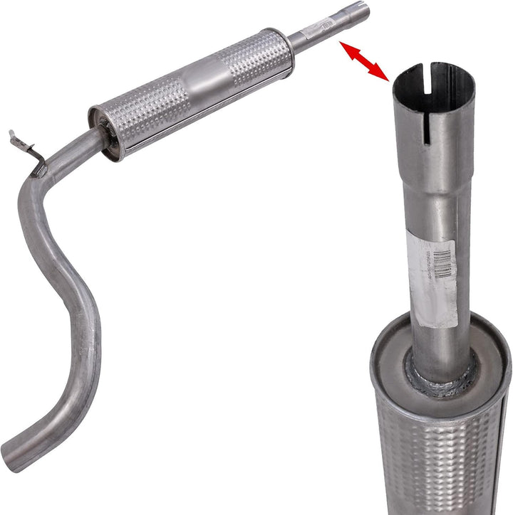 ATEC Germany Auspuff Schalldämpfer Set 1x Endschalldämpfer, 1x Mittelschalldämpfer, mit Montagemater